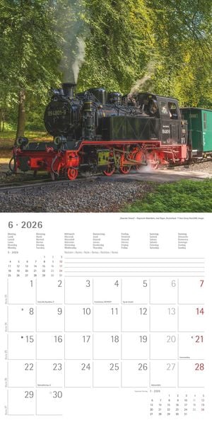 Produktbild: Eisenbahnen 2026 - Broschürenkalender 30x30 cm (30x60 geöffnet) - Kalender mit Platz für Notizen - Steam Engines - Bildkalender - Wandkalender