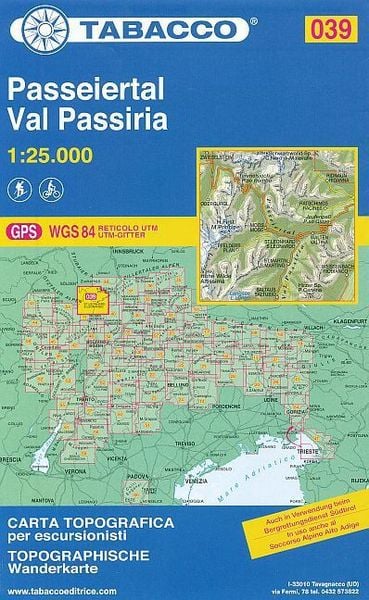 Tabacco Wandern 1 : 25 000 Passeiertal / Val Passiria, Karte von , Tabacco Editrice, 9788883150395