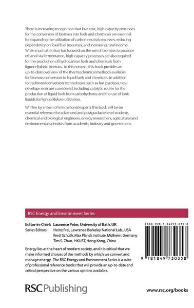 Produktbild: Thermochemical Conversion of Biomass to Liquid Fuels and Chemicals