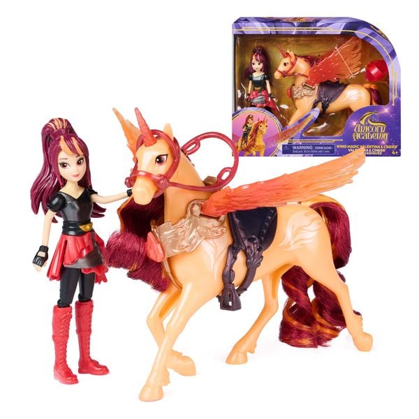 Produktbild: Unicorn Academy - Wing Magic Valentina und Cinder Spielset, Einhorn-und-Puppe-Set mit Fl&uuml;geln, ab 4 Jahren