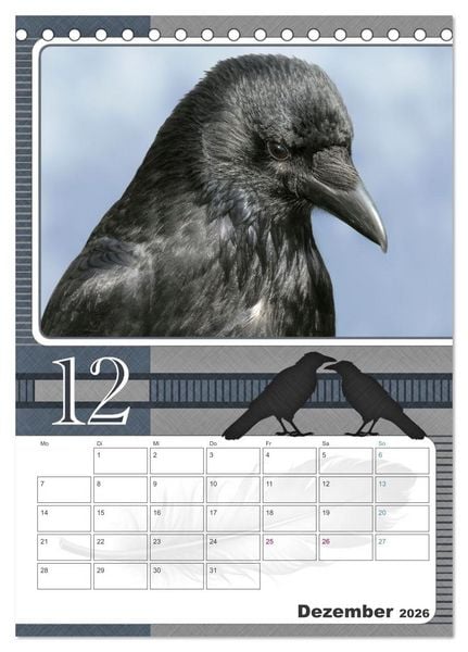 Produktbild: Kr&auml;hen - Clever notiert! Mit K&ouml;pfchen durchs ganze Jahr (Tischkalender 2026 DIN A5 hoch), CALVENDO Monatskalender