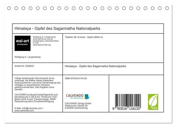 Produktbild: Himalaya - Gipfel des Sagarmatha Nationalparks (Tischkalender 2026 DIN A5 quer), CALVENDO Monatskalender