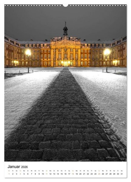Produktbild: M&uuml;nster - erstrahlt bei Nacht (Wandkalender 2026 DIN A2 hoch), CALVENDO Monatskalender