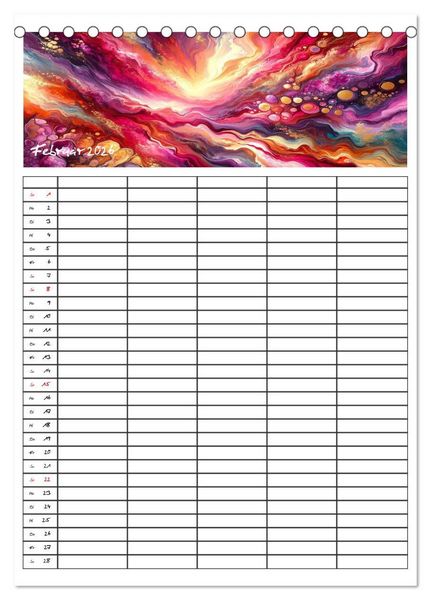 Produktbild: Pouring Art Familienplaner - Durch das Jahr mit KI-kreierter Pouring Kunst (Tischkalender 2026 DIN A5 hoch), CALVENDO Monatskalender