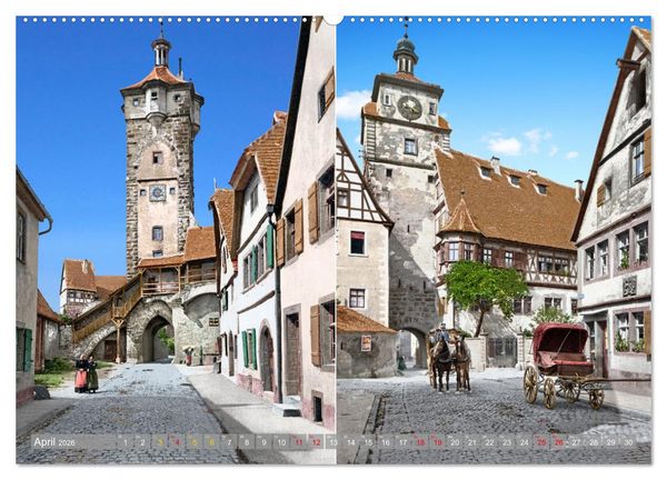 Produktbild: Rothenburg ob der Tauber um das Jahr 1900 &ndash; Fotos neu koloriert (hochwertiger Premium Wandkalender 2026 DIN A2 quer), Kunstdruck in Hochglanz