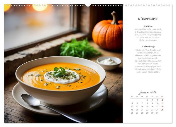 Produktbild: K&uuml;rbiszeit - Ein Jahr voller Rezepte und Inspirationen (Wandkalender 2026 DIN A2 quer), CALVENDO Monatskalender