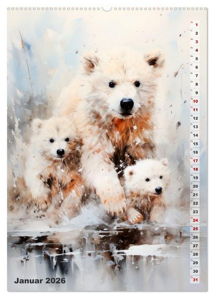Produktbild: Niedliche Tierfamilien (hochwertiger Premium Wandkalender 2026 DIN A2 hoch), Kunstdruck in Hochglanz