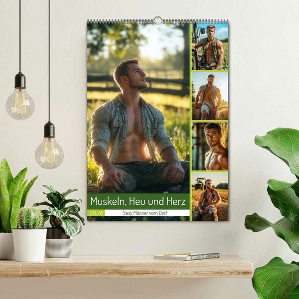 Produktbild: Muskeln, Heu und Herz - Sexy M&auml;nner vom Dorf (Wandkalender 2026 DIN A2 hoch), CALVENDO Monatskalender