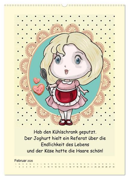 Produktbild: Mampfen und Lachen! Lustige Spr&uuml;che &uuml;ber K&uuml;che, kochen und essen (hochwertiger Premium Wandkalender 2026 DIN A2 hoch), Kunstdruck in Hochglanz