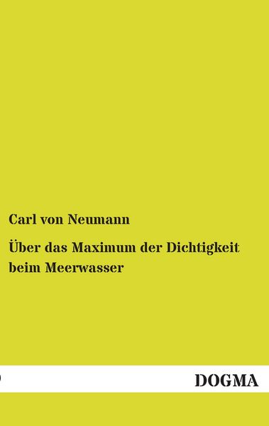 Produktbild: &Uuml;ber das Maximum der Dichtigkeit beim Meerwasser