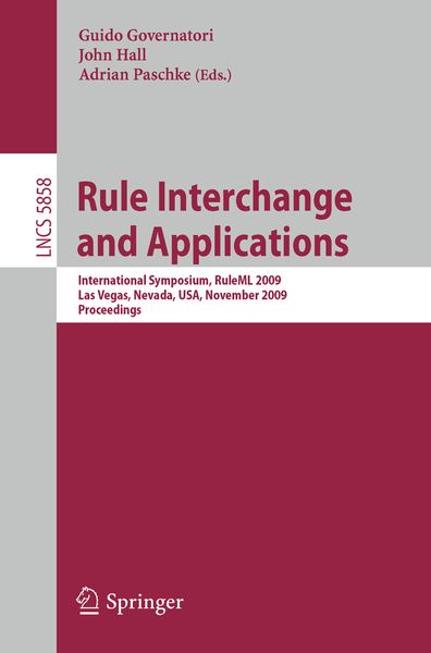 Produktbild: Rule Interchange and Applications