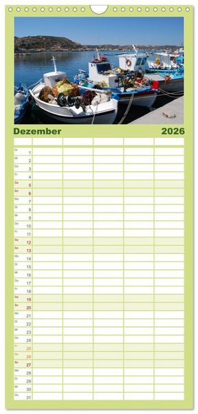 Produktbild: Familienplaner 2026 - Griechische Inseln mit 5 Spalten (Wandkalender, 21 x 45 cm) CALVENDO