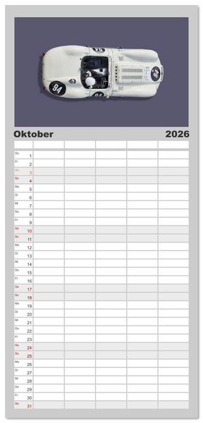Produktbild: Familienplaner 2026 - Two-Seater Racing Cars 1950-1960 mit 5 Spalten (Wandkalender, 21 x 45 cm) CALVENDO