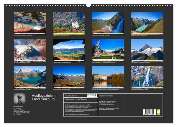 Produktbild: Ausflugsziele im Land Salzburg (Wandkalender 2026 DIN A2 quer), CALVENDO Monatskalender