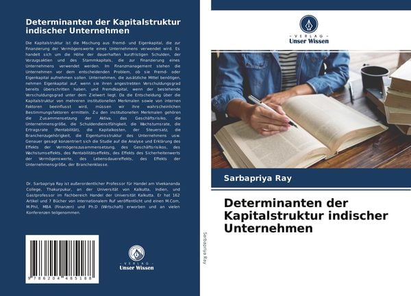Produktbild: Determinanten der Kapitalstruktur indischer Unternehmen