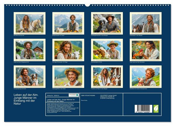 Produktbild: Leben auf der Alm. Junge M&auml;nner im Einklang mit der Natur (hochwertiger Premium Wandkalender 2026 DIN A2 quer), Kunstdruck in Hochglanz