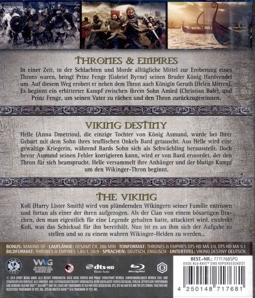 Produktbild: Wikinger Box - Drei epische Wikinger Sagas - Thrones & Empires, Viking Destiny, The Viking [3 BRs]
