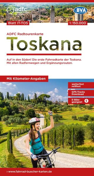 ADFC-Radtourenkarte IT-TOS Toskana 1:150.000, reiß- und wetterfest, E-Bike geeig