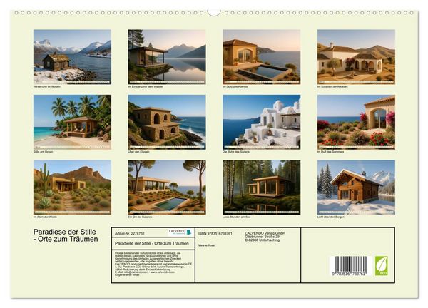 Produktbild: Paradiese der Stille - Orte zum Tr&auml;umen (hochwertiger Premium Wandkalender 2026 DIN A2 quer), Kunstdruck in Hochglanz