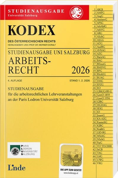 Produktbild: KODEX Studienausgabe Arbeitsrecht Salzburg 2026