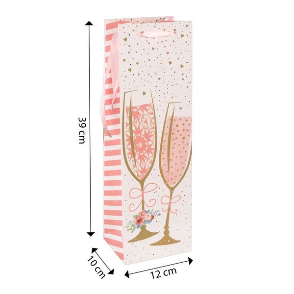 Produktbild: Idena Flaschentasche Sekt rosa 12x39x10cm 210g/m&sup2;