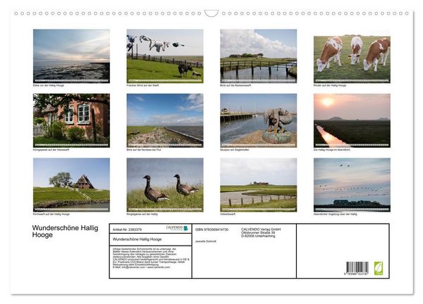 Produktbild: Wundersch&ouml;ne Hallig Hooge (Wandkalender 2027 DIN A2 quer), CALVENDO Monatskalender