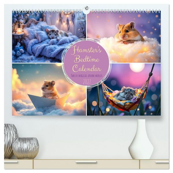 Produktbild: Hamster's Bedtime Calendar - Twelve magical dream worlds (High Quality Premium Wall Calendar 2027 DIN A2 landscape),CALVENDO 12 Month Wall Calendar