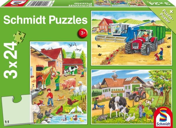 Auf dem Bauernhof. 3 x 24 Teile Puzzle