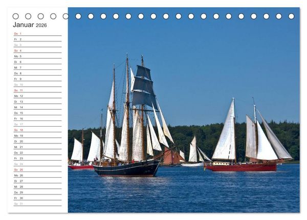 Produktbild: Historische Segelschiffe auf der Ostsee (Tischkalender 2026 DIN A5 quer), CALVENDO Monatskalender