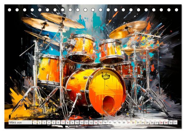 Produktbild: MUSIKINSTRUMENTE Moderne dekorative Inszenierung (Tischkalender 2026 DIN A5 quer), CALVENDO Monatskalender