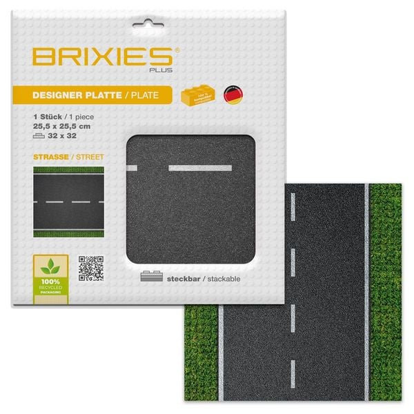 Produktbild: BRIXIES 225005 - Platte 32 x 32 Strasse gerade, Fotorealistische Bauplatte, 1 St&uuml;ck