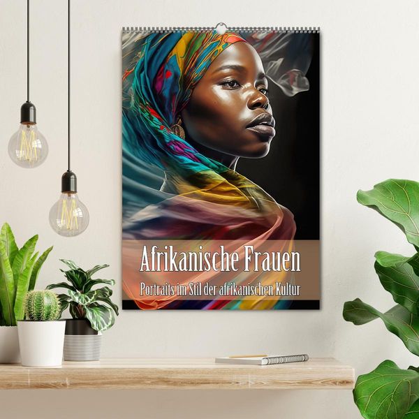 Produktbild: Afrikanische Frauen - Portraits im Stil der afrikanischen Kultur (Wandkalender 2026 DIN A2 hoch), CALVENDO Monatskalender