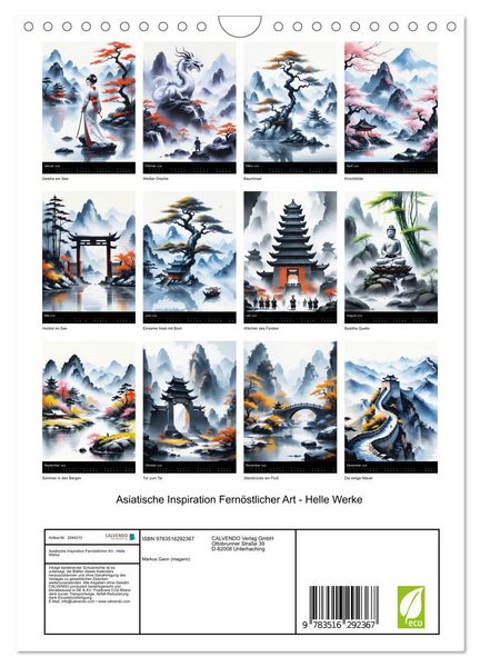 Produktbild: Asiatische Inspiration Fern&ouml;stlicher Art - Helle Werke (Wandkalender 2026 DIN A4 hoch), CALVENDO Monatskalender