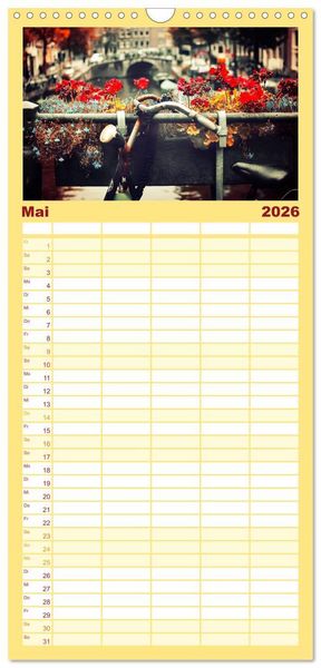 Produktbild: Familienplaner 2026 - Stadtfahrrad mit 5 Spalten (Wandkalender, 21 x 45 cm) CALVENDO