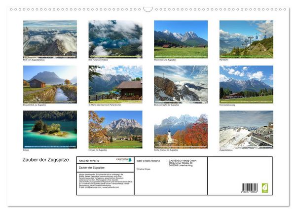 Produktbild: Zauber der Zugspitze (Wandkalender 2026 DIN A2 quer), CALVENDO Monatskalender