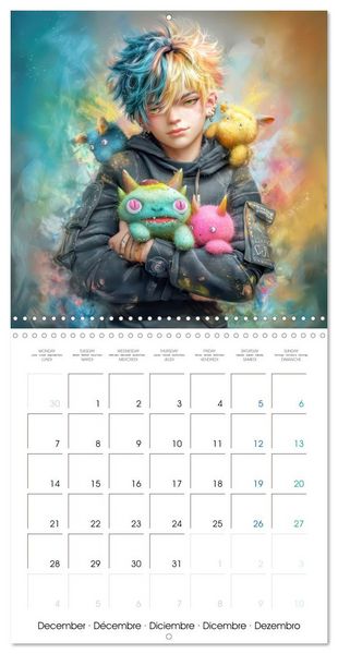Produktbild: Des peluches - Inspir&eacute;es du style Manga (Calendrier mural carr&eacute; 2026 30x30 cm) Calendrier double avec une page pour vos prises de notes
