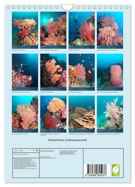 Produktbild: Farbenfrohe Unterwasserwelt (Wandkalender 2027 DIN A4 hoch), CALVENDO Monatskalender