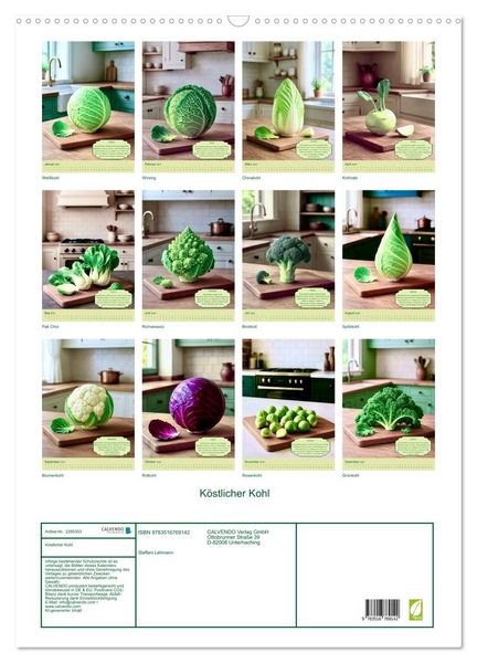 Produktbild: K&ouml;stlicher Kohl (Wandkalender 2027 DIN A2 hoch), CALVENDO Monatskalender