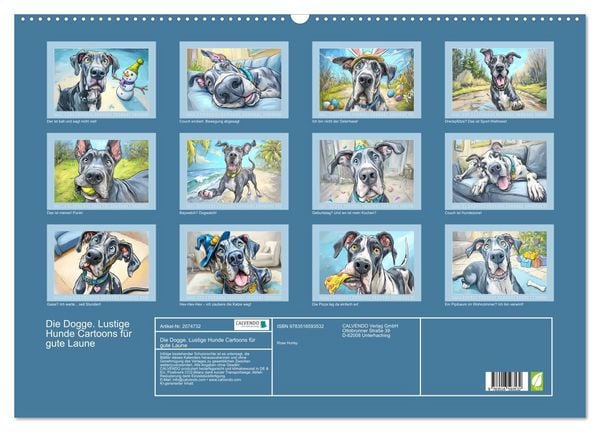 Produktbild: Die Dogge. Lustige Hunde Cartoons f&uuml;r gute Laune (Wandkalender 2026 DIN A2 quer), CALVENDO Monatskalender