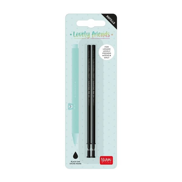 Produktbild: Legami 2 Set mit 2 Ersatzpatronen f&uuml;r Gelstift - Lovely Friends - Schwarz