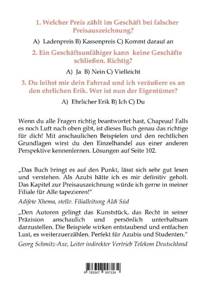 Produktbild: Basics im Einzelhandel: Die wichtigsten Rechtsgrundlagen, mit vielen allt&auml;glichen Beispielen.
