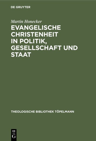 Produktbild: Evangelische Christenheit in Politik, Gesellschaft und Staat