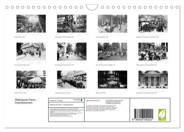 Produktbild: Metropole Paris - Impressionen (Wandkalender 2026 DIN A4 quer), CALVENDO Monatskalender