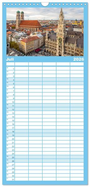 Produktbild: Familienplaner 2026 - Dahoam in Bayern mit 5 Spalten (Wandkalender, 21 x 45 cm) CALVENDO