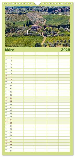 Produktbild: Familienplaner 2026 - Impressionen aus San Gimignano mit 5 Spalten (Wandkalender, 21 x 45 cm) CALVENDO