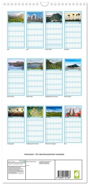 Produktbild: Familienplaner 2027 - Indonesien - Ein atemberaubender Inselstaat. mit 5 Spalten (Wandkalender, 21 x 45 cm) CALVENDO