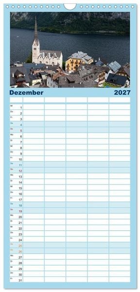 Produktbild: Familienplaner 2027 - Hallstatt und der Hallst&auml;tter See mit 5 Spalten (Wandkalender, 21 x 45 cm) CALVENDO