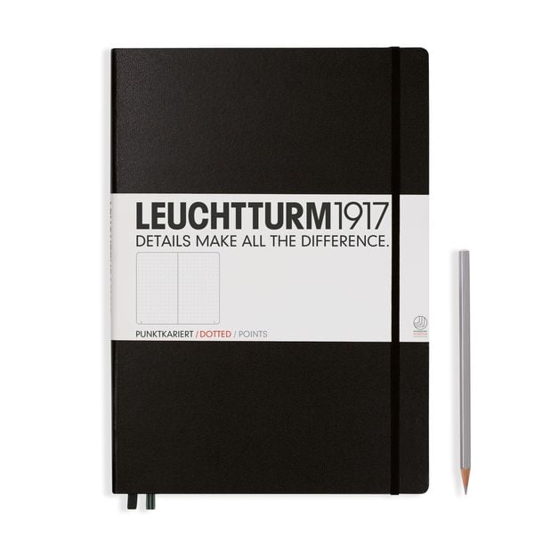 Produktbild: LEUCHTTURM1917 Notizbuch Master Classic (A4+), Hardcover, 235 nummerierte Seiten, Schwarz, Dotted
