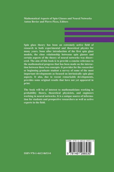 Produktbild: Mathematical Aspects of Spin Glasses and Neural Networks