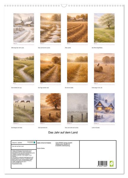 Produktbild: Das Jahr auf dem Land (Wandkalender 2027 DIN A2 hoch), CALVENDO Monatskalender